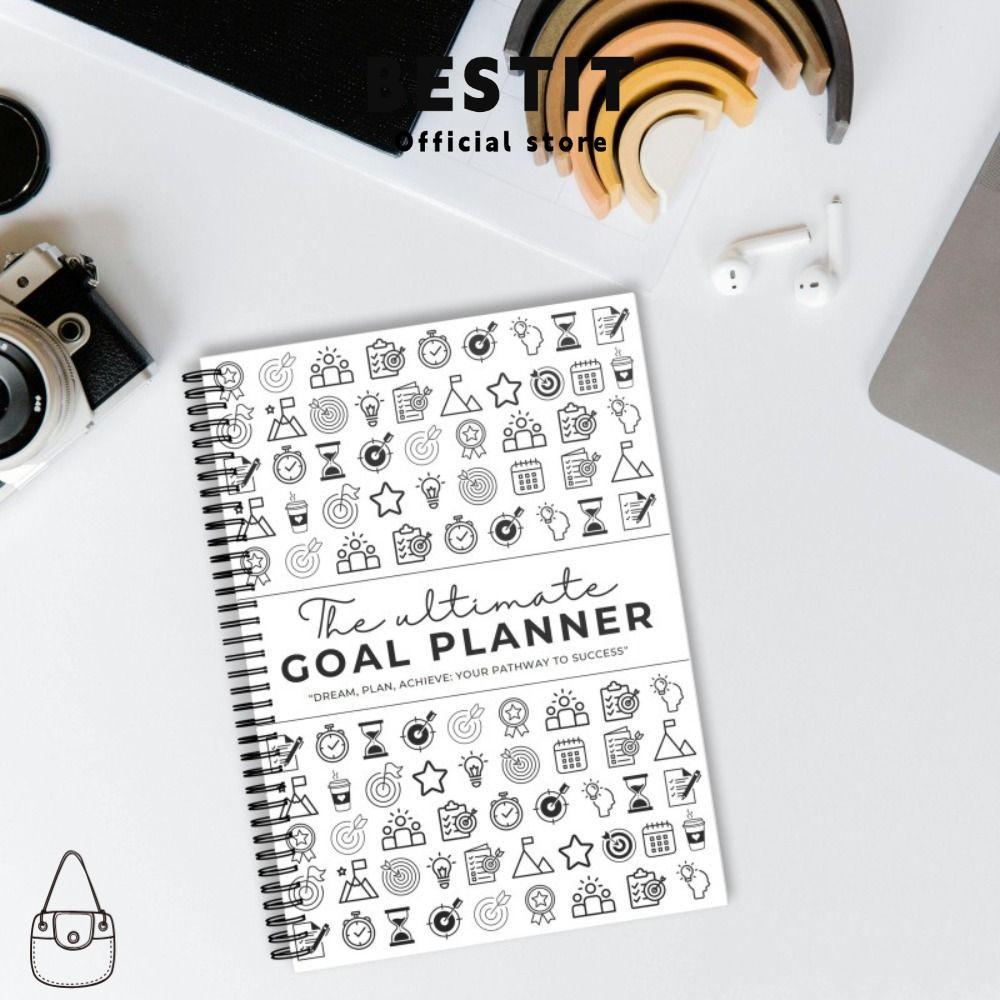 BESTIT Goal Progress Tracker, Paper Thicken Goal Planner Notebook, Undated Creative Portable Journal
