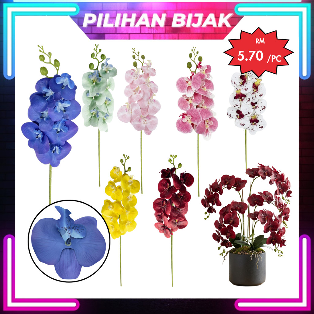 5PCS 9 หัวประดิษฐ์ Orchid Latex / Orkid Latex / ดอกไม้ Orkid Hiasan / Orkid / Orchid / Bunga Hiasan