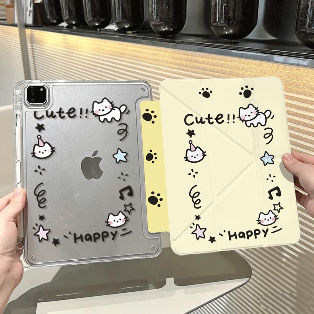 [โชคดี] Line Frame Kitten ipad pro37 cm 11/10 Generation MINI เคสป้องกัน A16 เคสแท็บเล็ต air8/7 เคสป