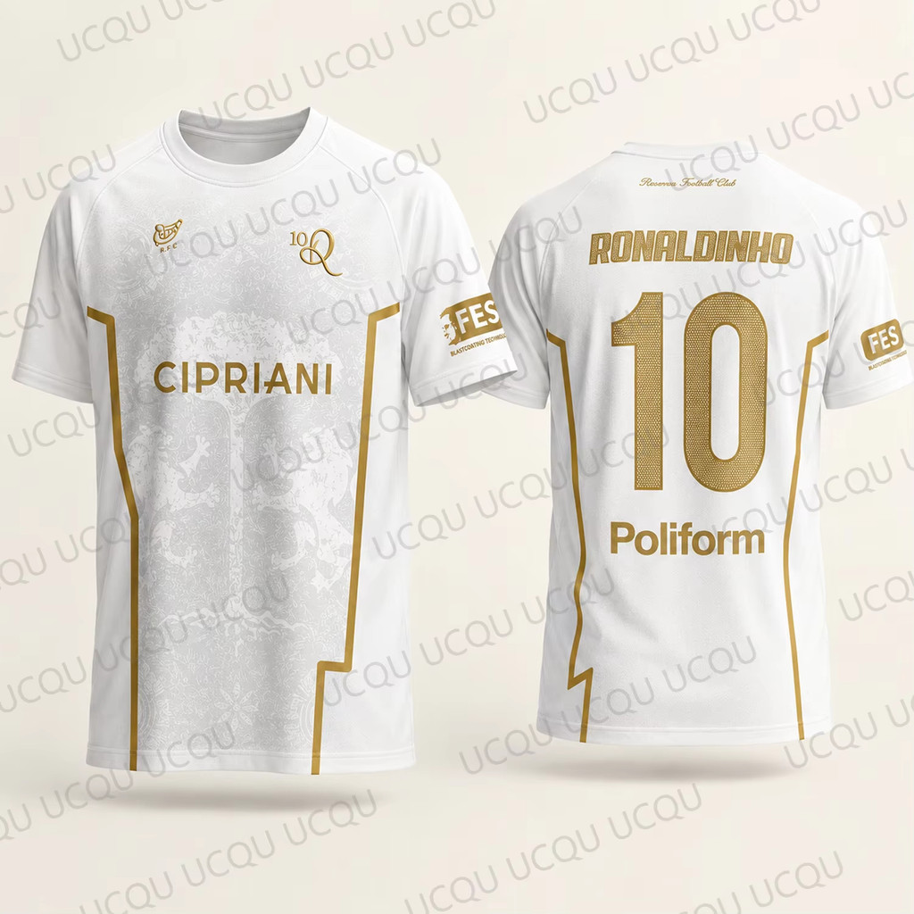 2026 New ITALY Ronaldinho Limited Edition Football Jersey No.10 Retro Soccer Shirt Gold White Fan Co