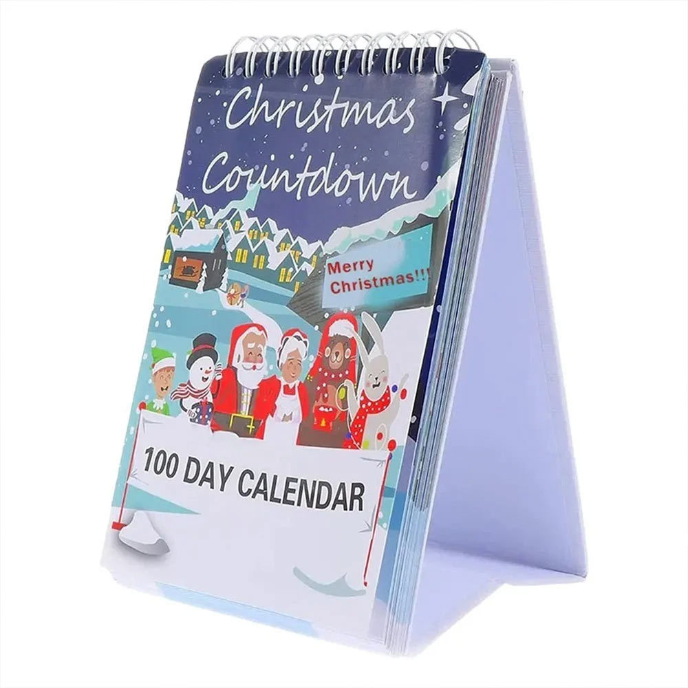 Christmas Countdown 100 Day Calendar Desktop Flip Calendar With Stand For Holiday Season Countdown D