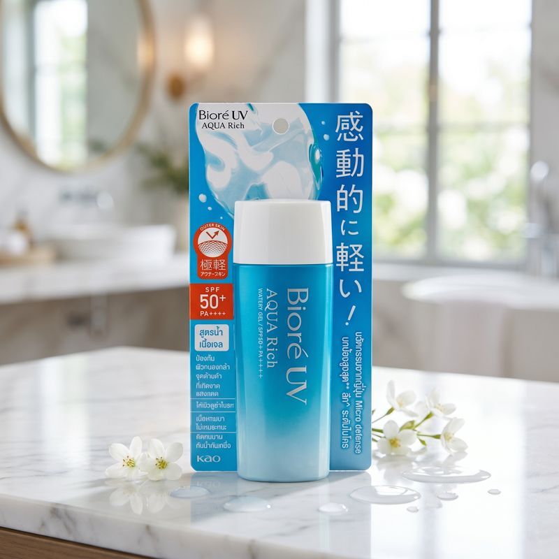 บิโอเรยูวีอะควาริชโลชั่นกันแดดวอเตอร์รี่เจลลี่SPF50 90มล. Biore Lotion Jelly SPF50 90ml [หมายเลขบาร์โค้ด 4901301249043]