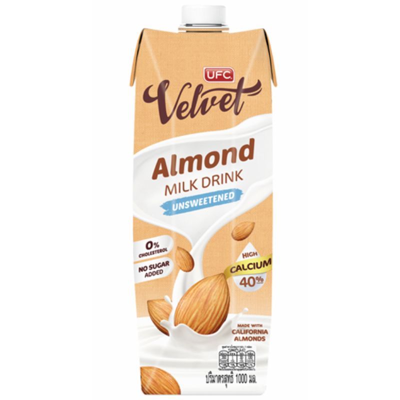 ยูเอฟซีเวลเวทนมอัลมอนด์รสจืด 1000มล. UFC Velvet Almond Milk Unsweetened 1000ml. [หมายเลขบาร์โค้ด 8850025060105]