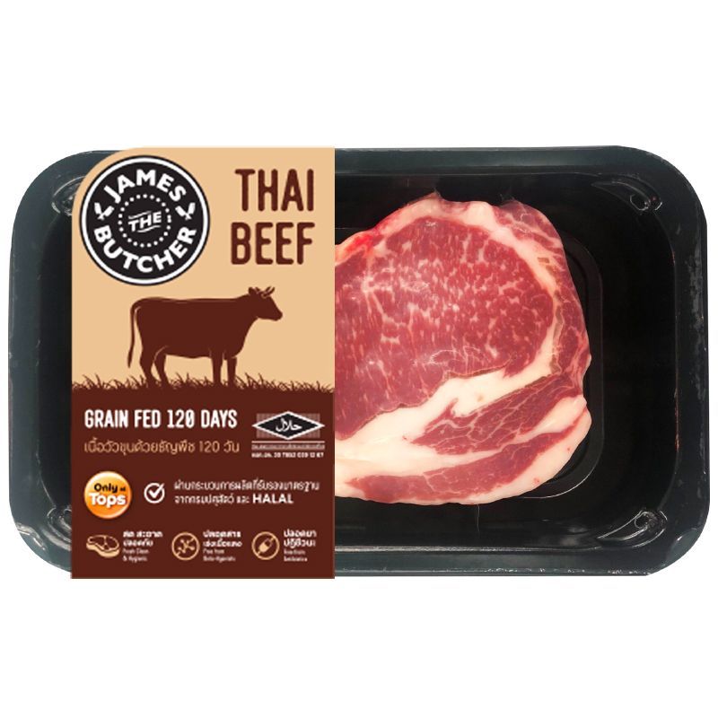 เจมส์เดอะบุชเชอร์เนื้อสันแหลมสเต็ก 160กรัม James The Butcher Rib Eye Steak 160g. [หมายเลขบาร์โค้ด 8853474083398 ]