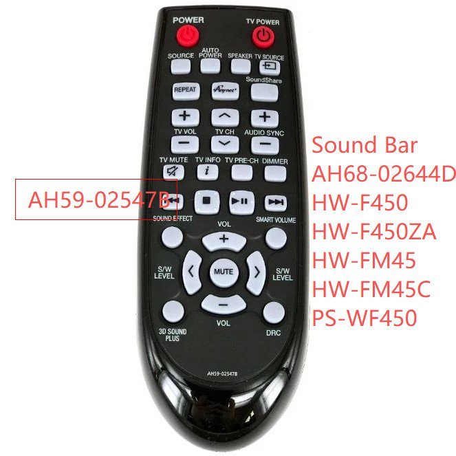 Samsung AH59-025447B รีโมทคอนโทรลสําหรับ Samsung Sound Bar AH68-02644D-00 HW-F450 HW-F450ZA HW-FM45 