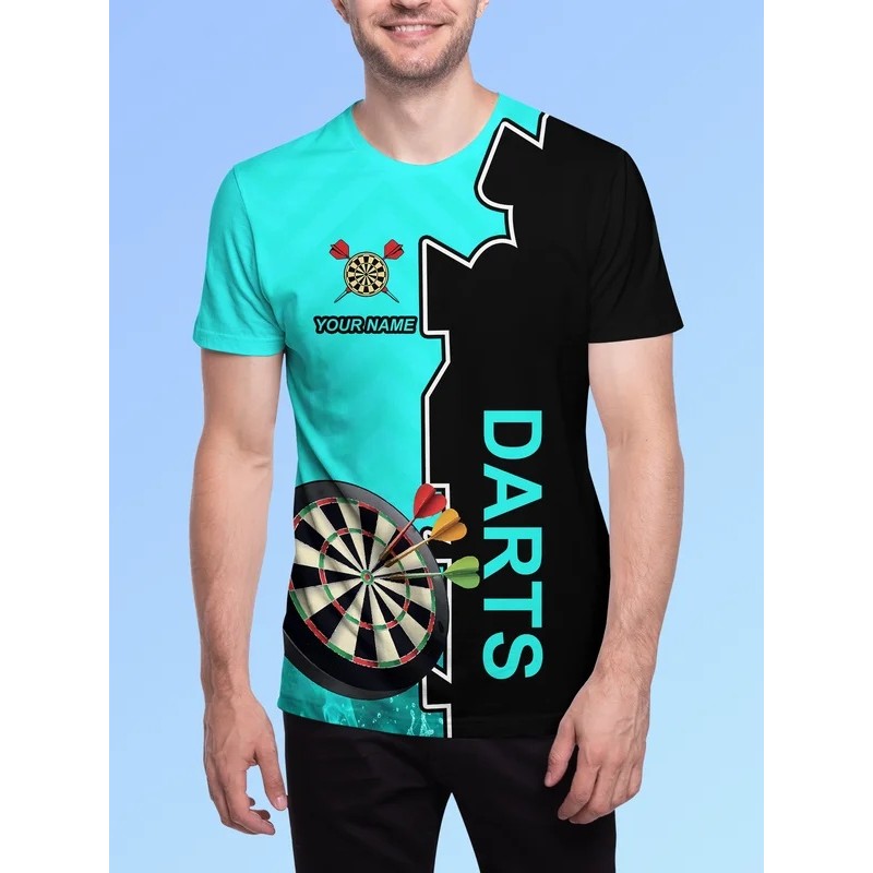 Custom Your Own Info 3D พิมพ์ Dart Theme เสื้อยืดแขนสั้นทุกวันกลางแจ้ง Casual Top สําหรับฤดูร้อนสวมใ