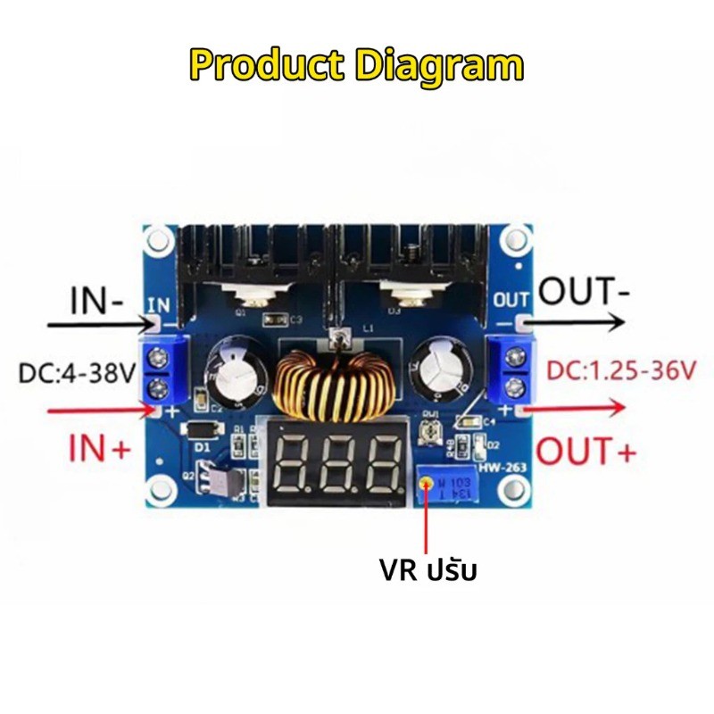 DC 4-40V 8A ขั้นตอนลง XL4016 XH-M401