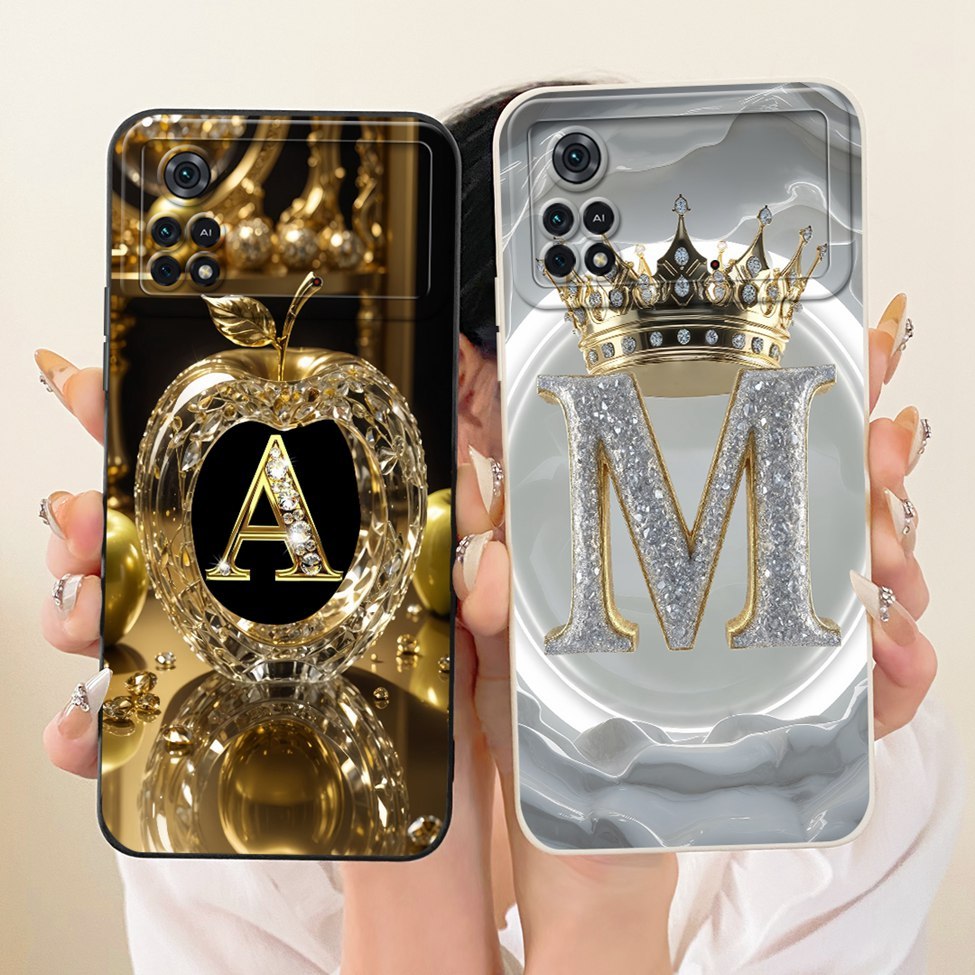 สําหรับ Poco M4 Pro 4G กรณีหรูหราแฟชั่น Crown 2D ทาสีปลอก MZB0B5VIN 2201117ปี่ 2201117หน้า