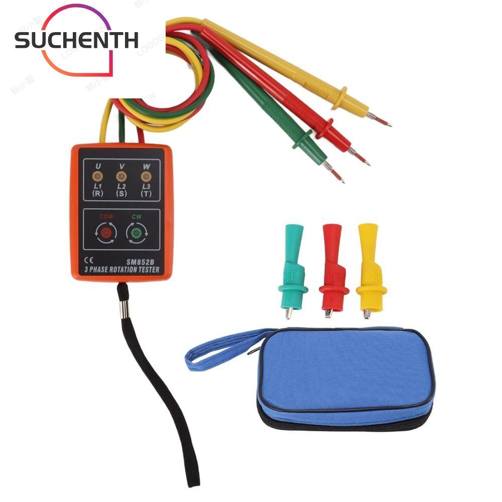 SUCHENCHEN เครื่องวัดลําดับเฟส, เครื่องทดสอบการหมุนเฟส Buzzer 20Hz-400Hz, Professional แบบพกพา 60V-6