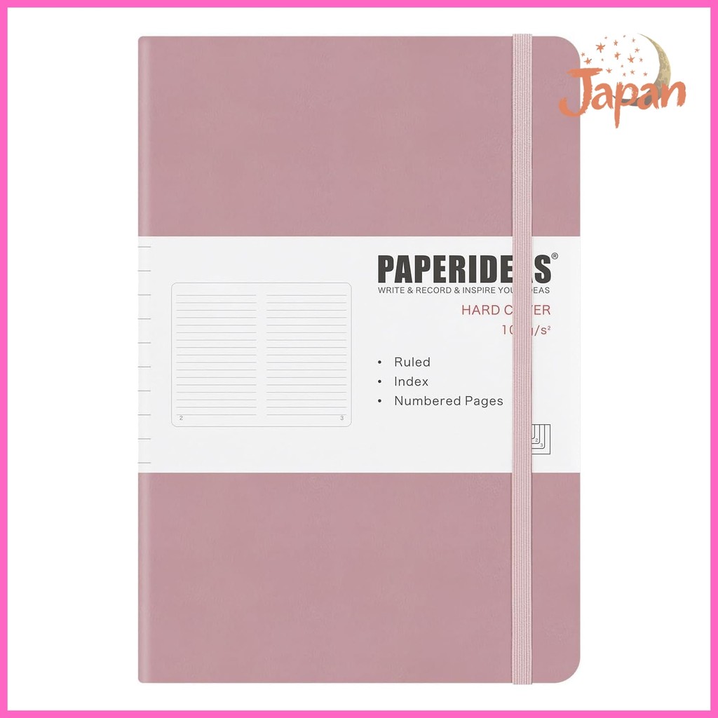 [Direct from Japan]PAPERIDEAS Notebook A5 Hardcover with Elastic Band, 100g High-Quality Paper, 180°