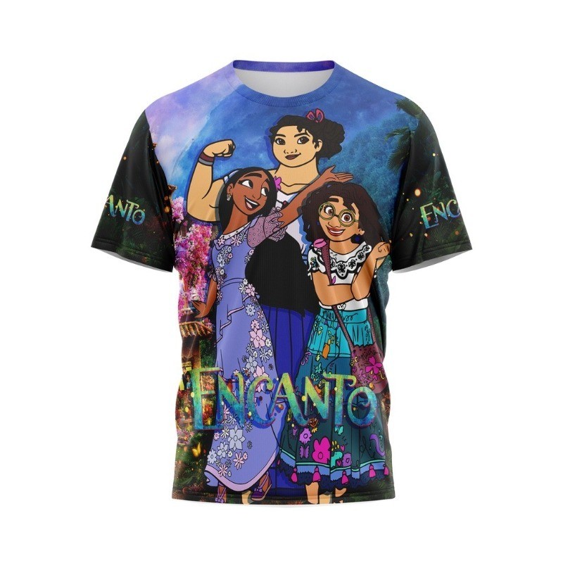 เสื้อยืดแขนสั้นกราฟิกอะนิเมะ unisex,Unisex Serial Animasi Encanto พิมพ์เต็มเสื้อยืด,ผู้ใหญ่ Street C