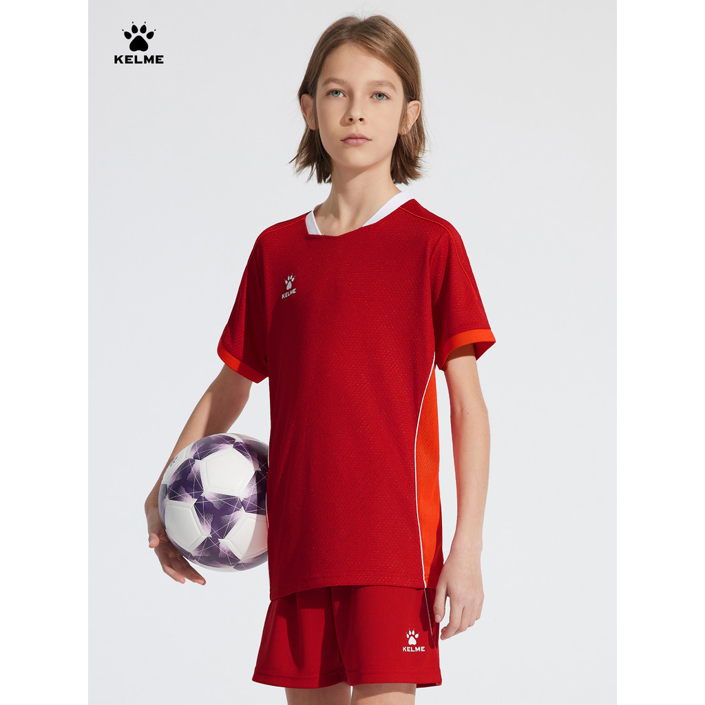 KELME KIDS KELME KIDS เสื้อฟุตบอลเด็กชุดกีฬาเสื้อแขนสั้น Quick-Drying Training Competition Uniform