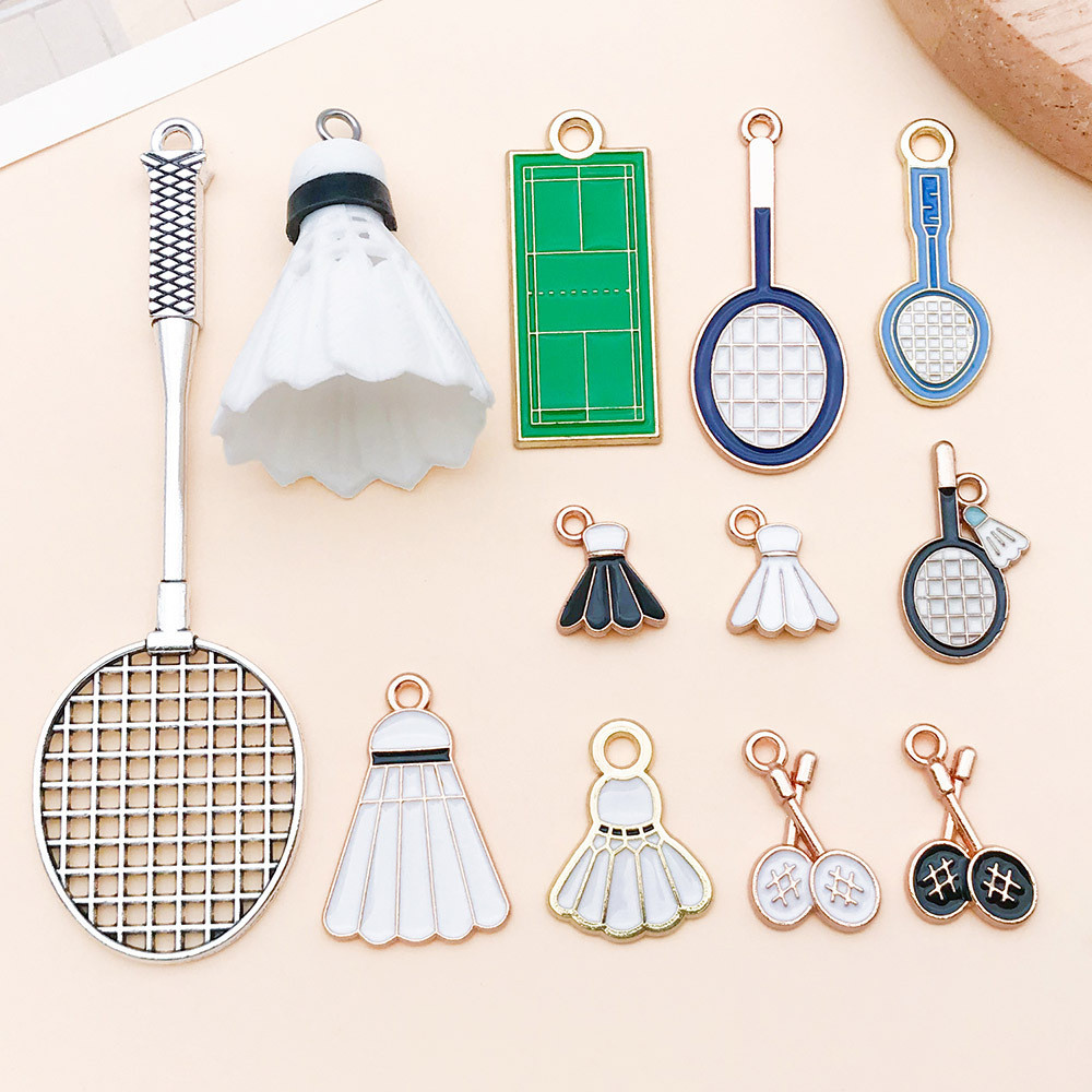 [Yuku] ผสม 12 แบดมินตัน Court Racket แบดมินตันโลหะผสมจี้ DIY พวงกุญแจเครื่องประดับอุปกรณ์เสริม a