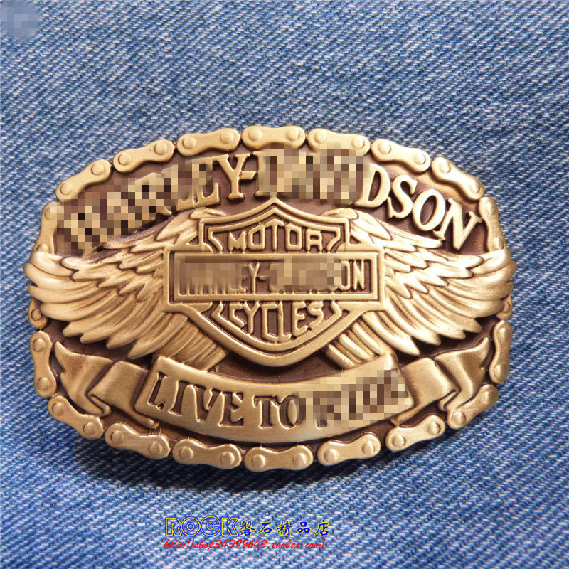 American Motorcyclist Denim Belt Buckle Leather Cared Harley Pure Copper Buckle Belt Buckle