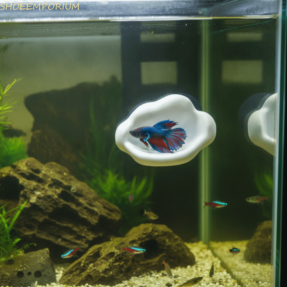 SHOEEMPORIUM Cloud Shaped Fish Tank Platform, 3D การพิมพ์ Creative Betta Fish Hammock, พร้อมถ้วยดูดพ