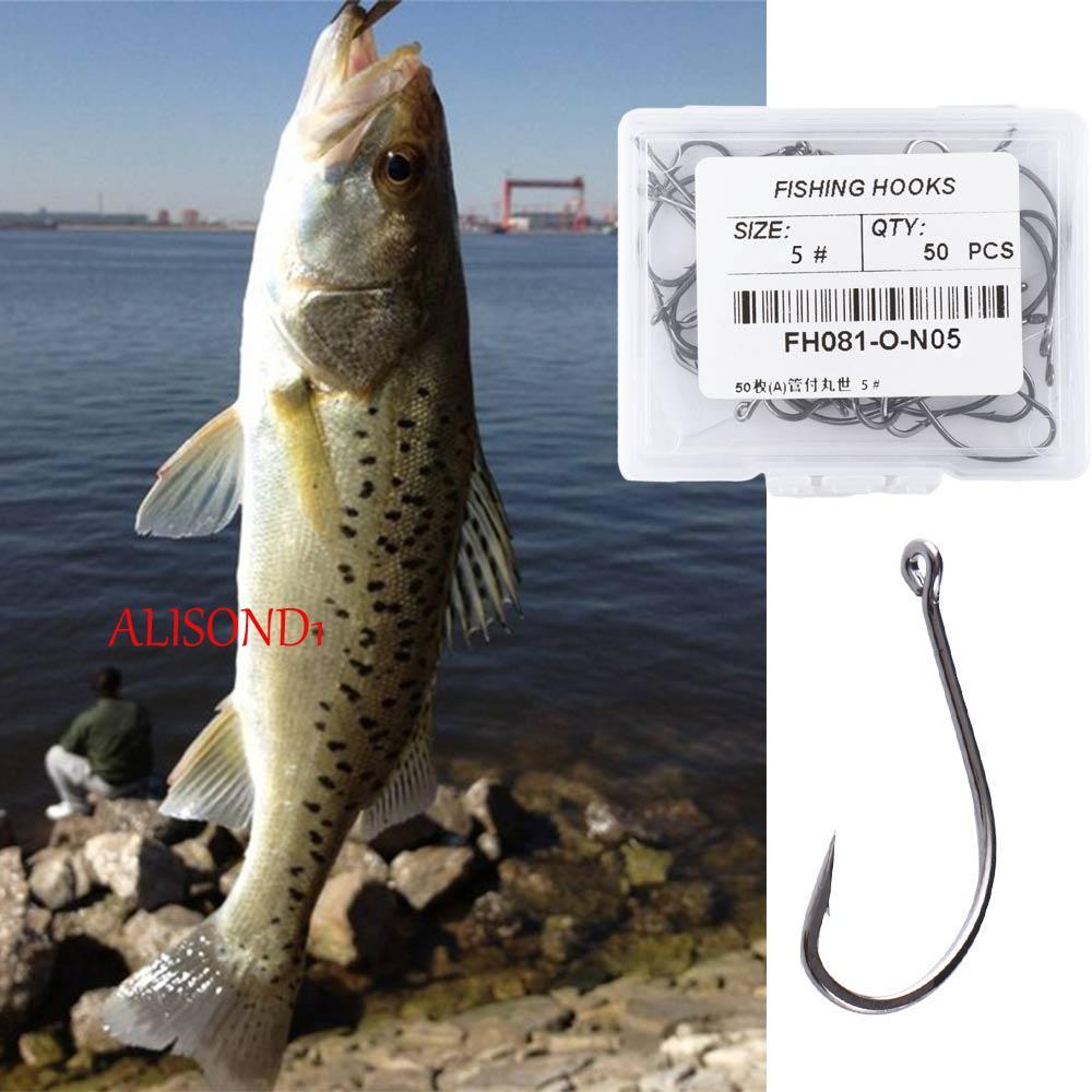 ALISOND1 ตะขอปลาคมแบบแบน #2-#17 สีดํานิกเกิลทนทานตกปลารอกปลาคาร์พ Fly Fishing Hook ตกปลาทะเล Sea Pin
