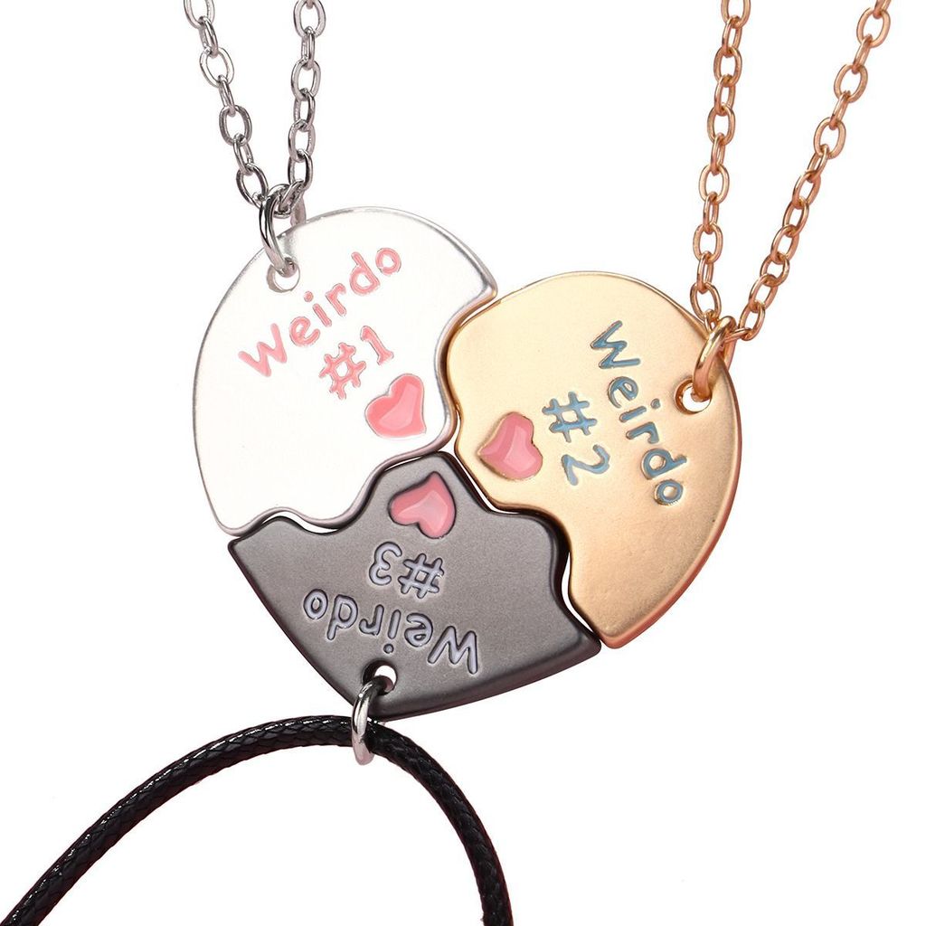 Hilfame Punk clavicle chain 吸นักเรียน 友高 tiara จี้ 爱 heart clavicle sem 生日 Girlfriend สามคนสร้อยคอแม