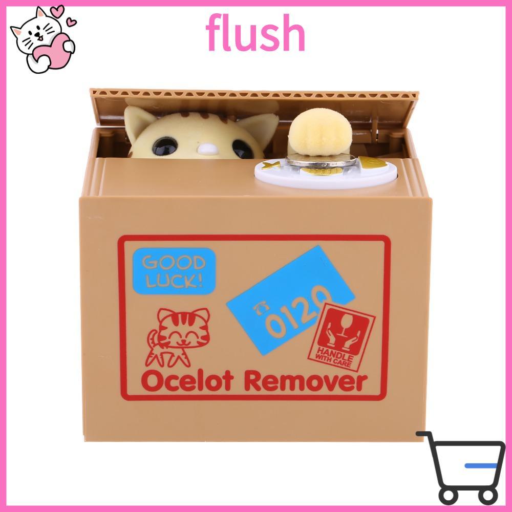 FLUSH Coin Bank, Coin Collection Mechanical Design Cat Money Box, Cute Automatic Stealing Money Stor