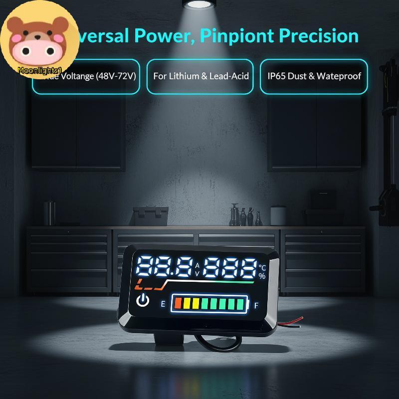 Moonlights1 Precision Digital Voltage Tester Meter 48V-72V Battery Level Power Indicator สําหรับ RV 