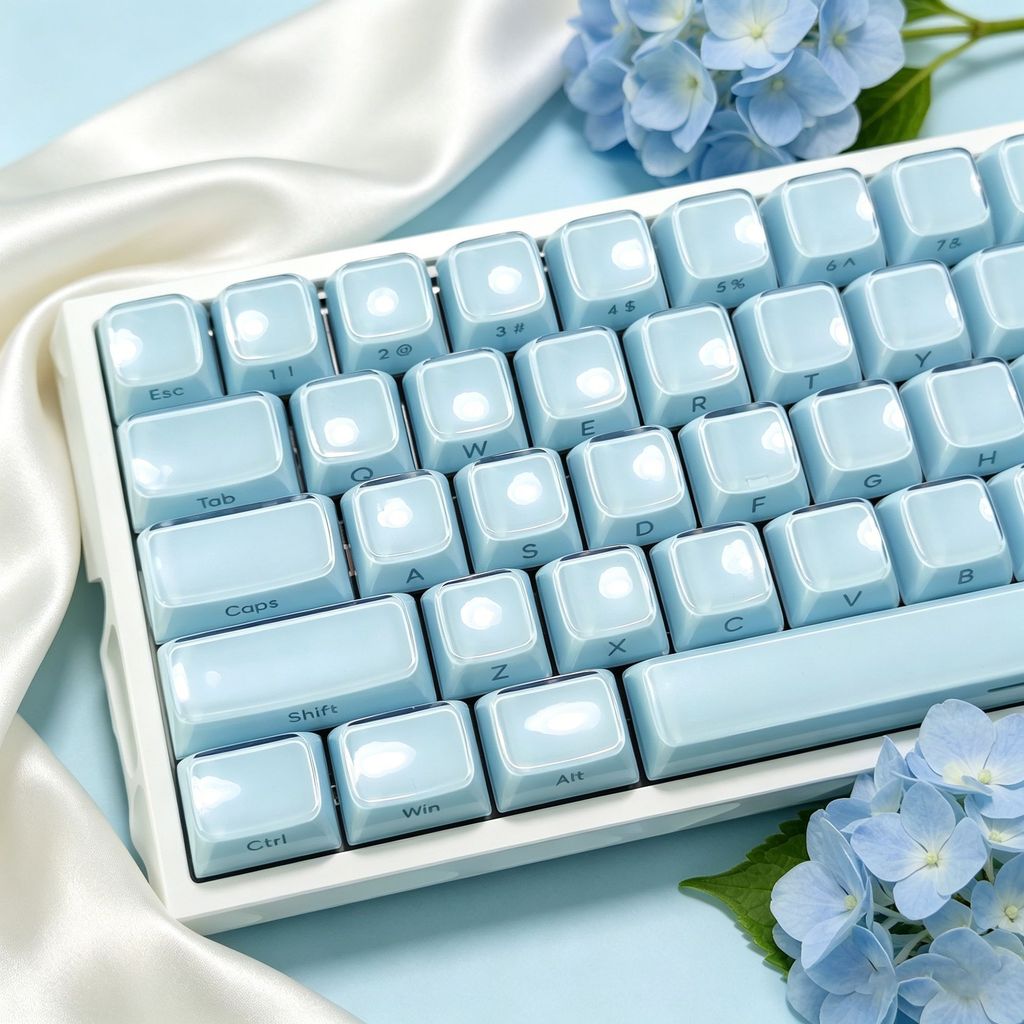 Blue Jelly Crystal Keycaps DIY ที่กําหนดเองน่ารัก Keycap MDA Profile เข้ากันได้กับคีย์บอร์ดแบบกลไก