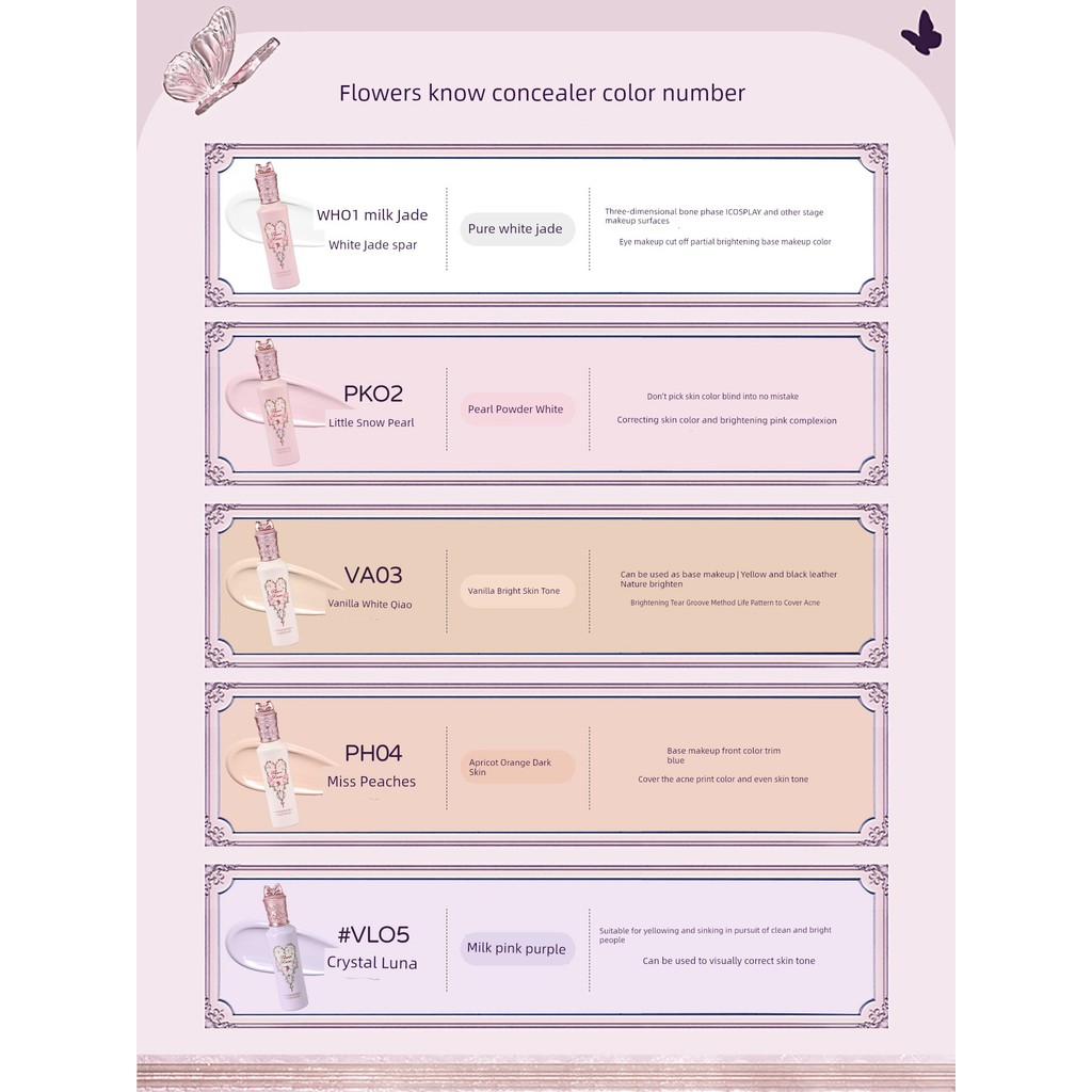flower knows กล่อง flower knows ดอกไม้ Knows Brightening Liquid Flower Knows คอนซีลเลอร์ไฮไลท์ปกปิดจ