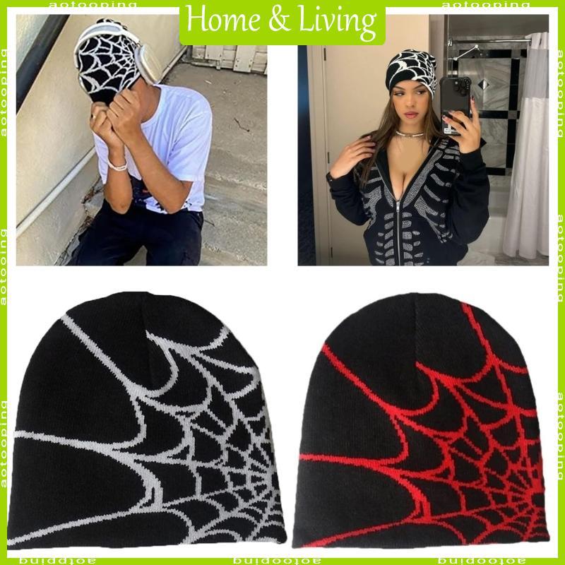 AOTOO Y2K Beanie หมวกถักหมวก Spider หมวก Y2k หมวกแมงมุม Skullies Beanie