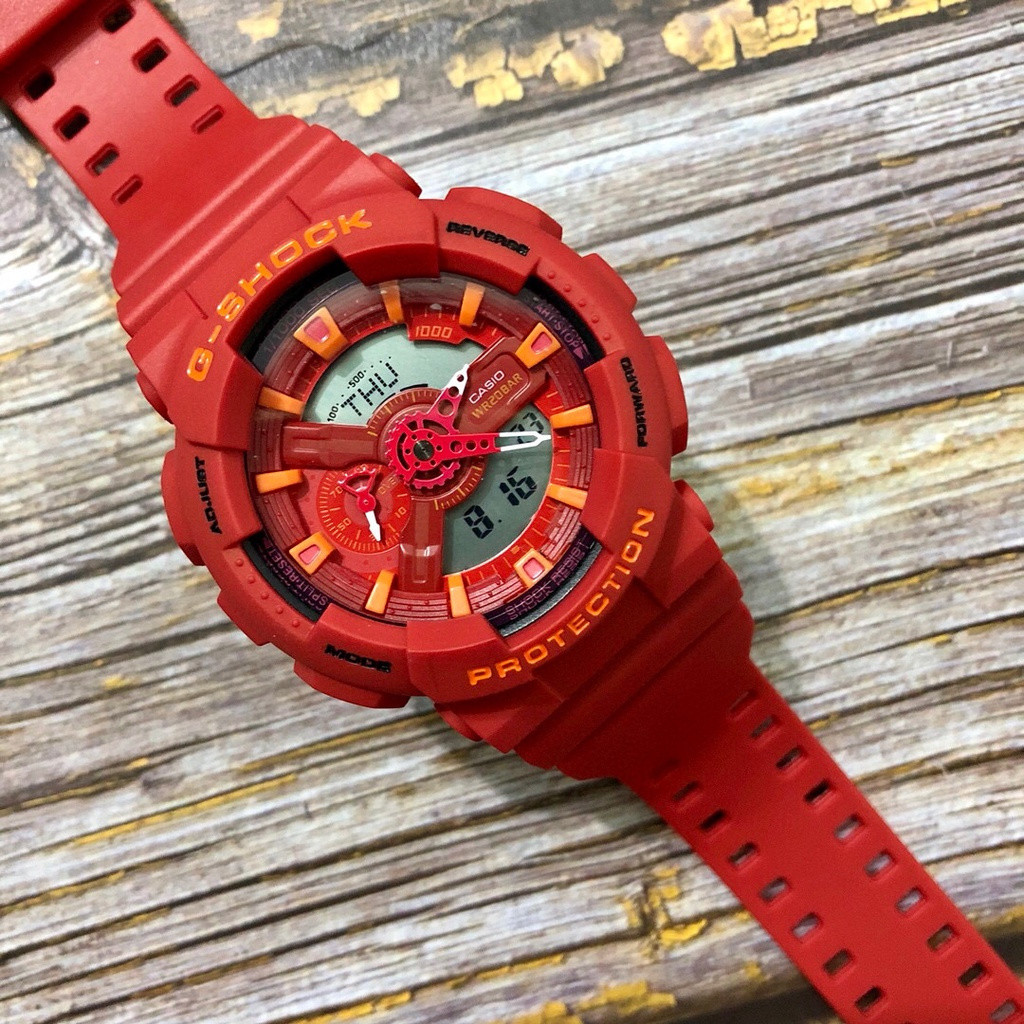 QIXIAO G*/*shock GA-110 กีฬานาฬิกา Ga110 Red out 35Th Mans Hand Red Anniversary แฟชั่นเรซิ่นสายนาฬิก