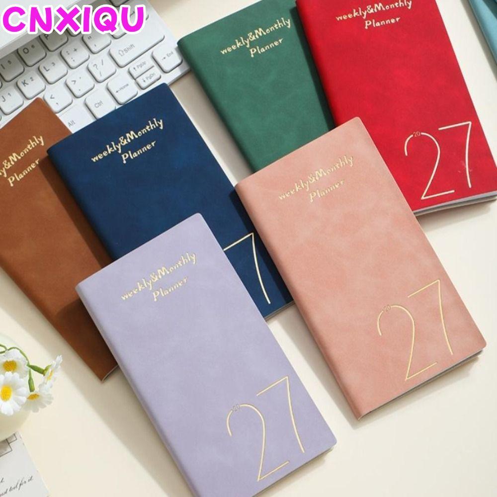 CNXIQQU 2027 A6 Planner Notebook, Journal Writing แบบพกพาปกแข็งสมุดบันทึก, Daily Planer Notepad เครื
