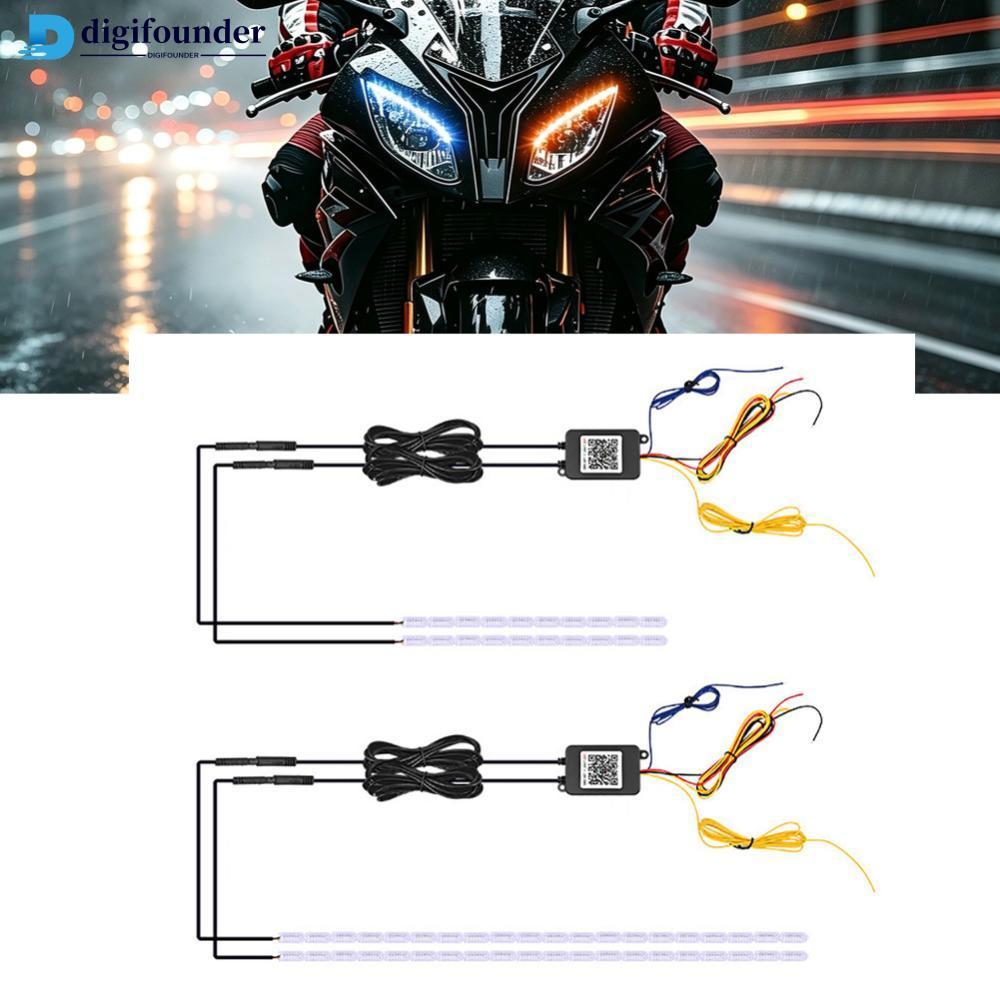 DIGIFOUNDER 1-to-2 30 ซม./60 ซม.รถ RGB LED DRL Strip รถจักรยานยนต์ APP ควบคุมหลายสีไฟวิ่งกลางวันพร้อ