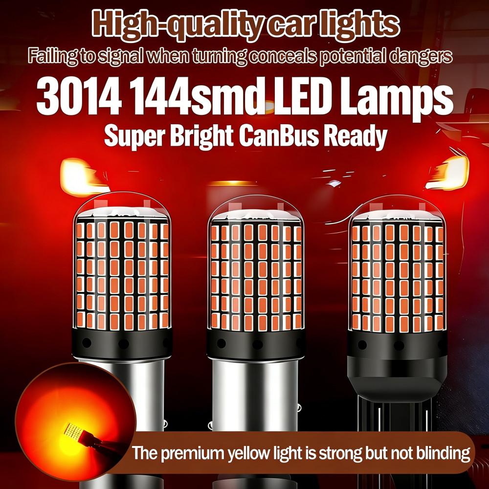 CanBus 2-pack P21W S25 LED 3014 PY21W T20 1156 144smd BA15S โคมไฟ BA15S W21W 7440 Led