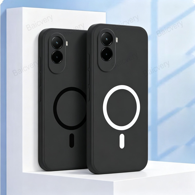 เคสสีสันสดใสสําหรับ Xiaomi POCO M7 4G M7 Plus 5G พร้อมสติกเกอร์แม่เหล็ก Soft Matte ซิลิโคน TPU ฝาหลัง