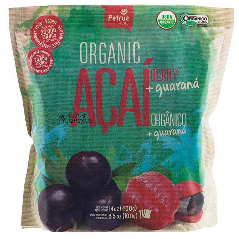เพทรูซออแกนิคอาซาอิเบอร์รี่และกัวรานาแช่แข็ง 400กรัม Petruz Frozen Organic Acai Berry and Guarana 40