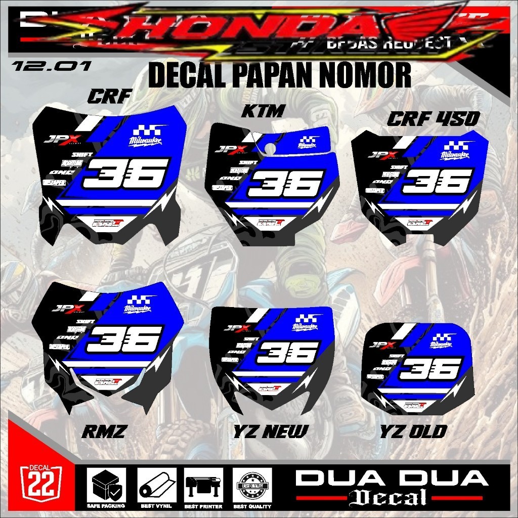 Rbt crf150l สติ๊กเกอร์รูปลอกแผ่นตัวเลข, ktm 85, Nouvo เก่า, Nouvo ใหม่, RMZ, crf 250, crf450 ขอฟรี