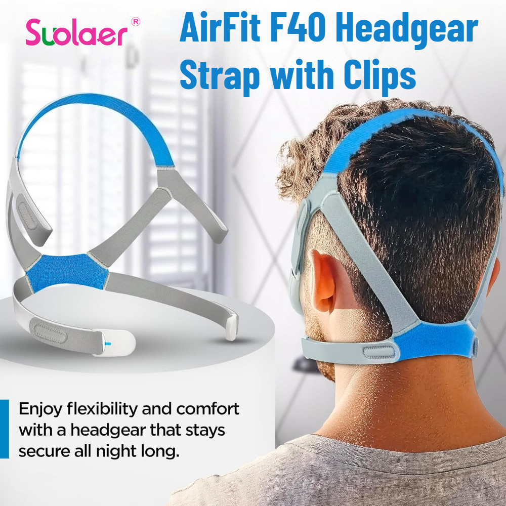 Suolaer Headgear Band เข้ากันได้กับ ResMed AirFit F40 หน้ากากแบบเต็มหน้า, สายคล้องคอแบบนุ่ม