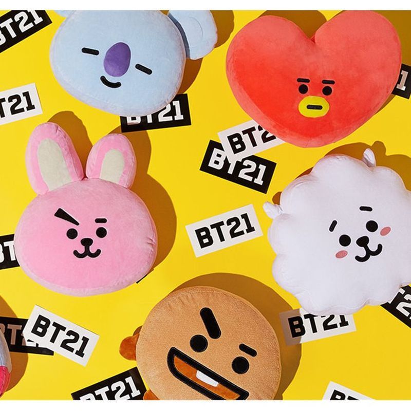 BTS防弹少年团玩偶抱枕金泰亨田柾国RJ娃娃TATA毛绒公仔BT21靠枕9.11 หมอนตุ๊กตา BTS, คิมแทฮยอง, จองกุก, ตุ๊กตา RJ, ตุ๊กตา TATA, 