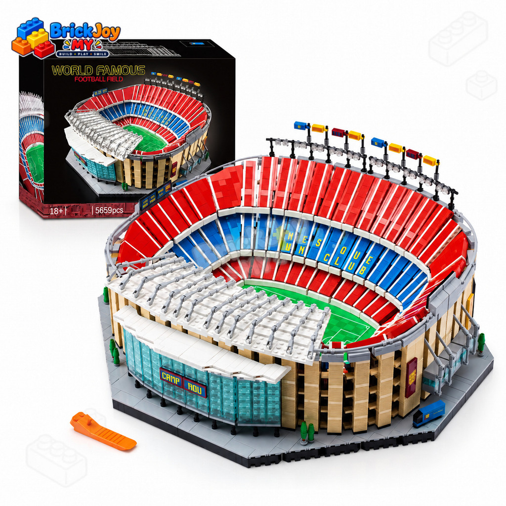 10284 Camp Nou FC Barcelona Building Blocks ชุดสนามฟุตบอลรุ่นแสดงของเล่นของขวัญสะสมสําหรับแฟนฟุตบอลช