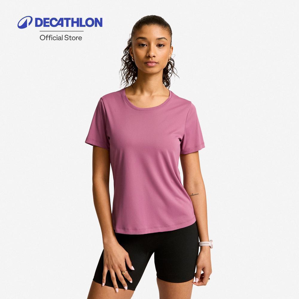 Decathlon Women'S Fitness Short-Sleeved T-Shirt เสื้อยืดแขนสั้นสำหรับผู้หญิงใส่ออกกำลังกาย - Purple