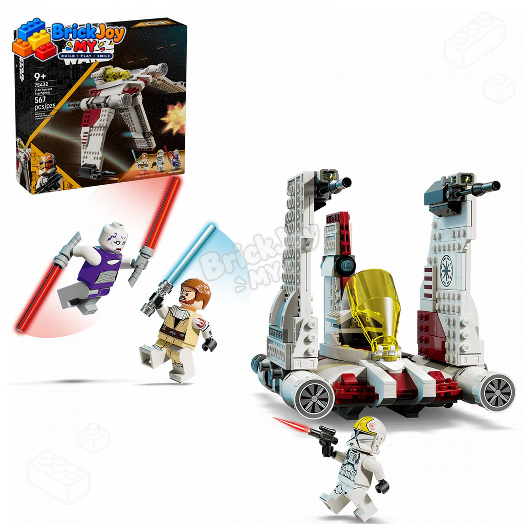 75432 V-19 Torrent Starfighter Building Blocks ชุด Clone Wars Space Fighter รุ่นสะสมแสดงอิฐของเล่นขอ