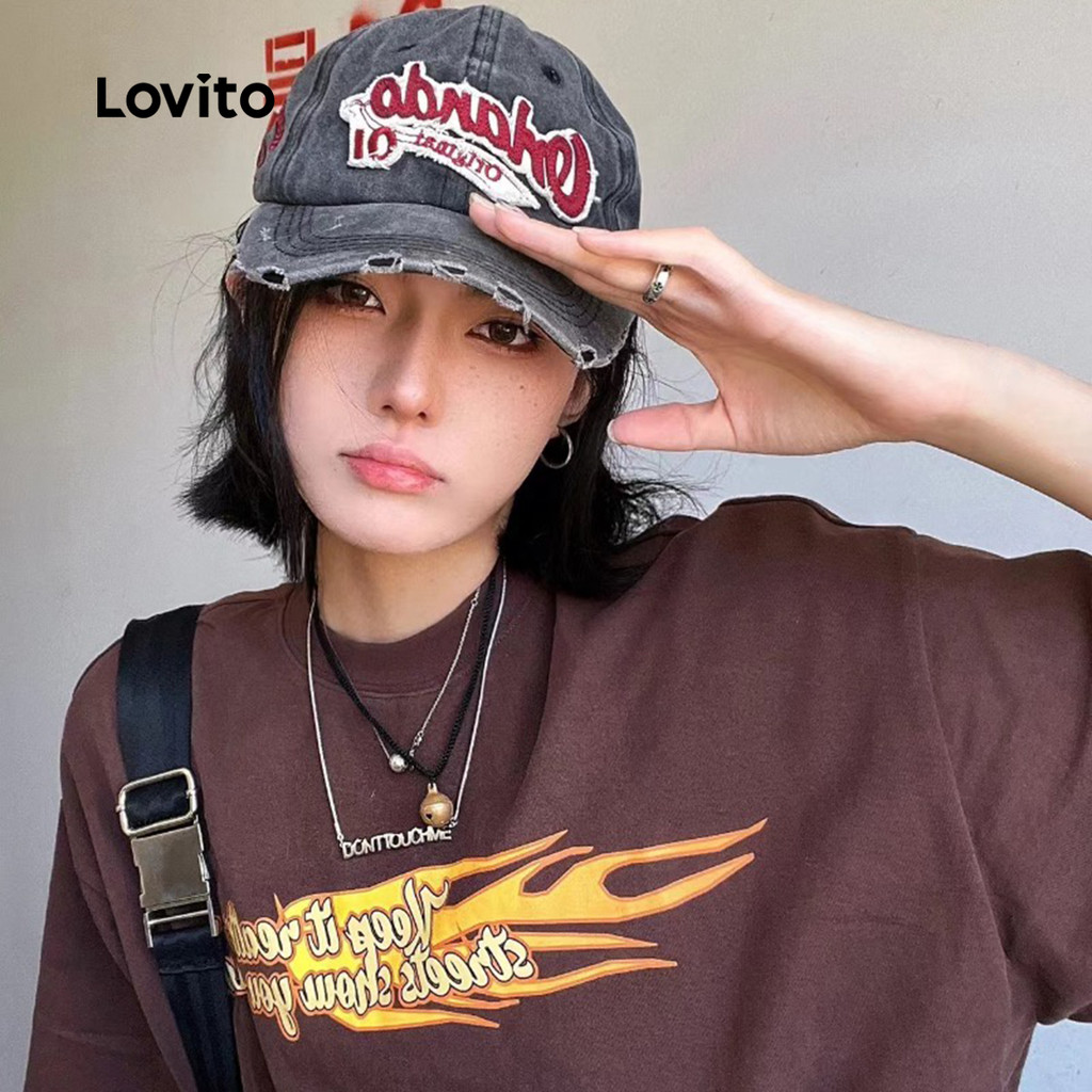 Lovito قبعة بحروف مطرّزة — ستايل كوري — صورة 7