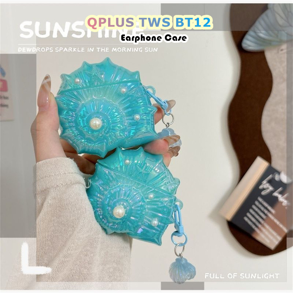 ส่วนลดสําหรับ QPLUS TWS BT12 Casing Case Soft Silicone Headphone Case Solid Colour Seashell NO.2