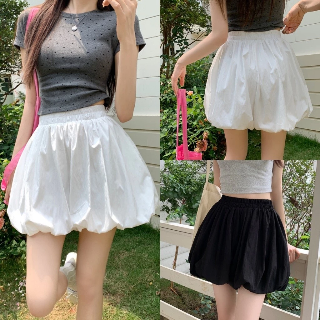 Hotgirl พร้อมส่ง กระโปรงสั้น กระโปรงฟู ชุดเจ้าหญิง เซ็กซี่ น่ารัก สีพื้น เอวยางยืด สไตล์เกาหลี