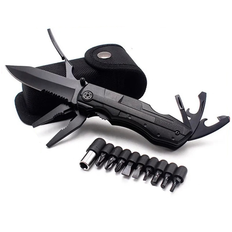 มีดพับอเนกประสงค์ Multitool 10-in-1 พร้อมคีม ไขควง และที่เปิดขวด สำหรับตั้งแคมป์เดินป่าและงานกลางแจ้ง