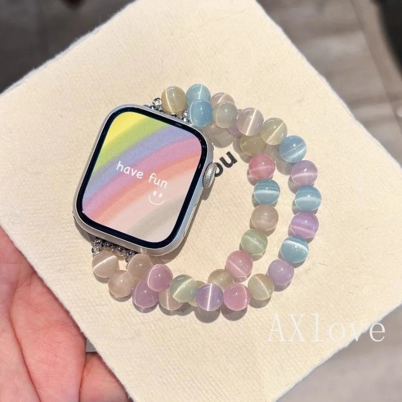 สร้อยข้อมือหินตาแมวเหมาะสําหรับ Huawei Watch Fit3 Fit4 4pro สายรัดสําหรับ Huawei Band 11 Pro 8 9 10NFC handmade band