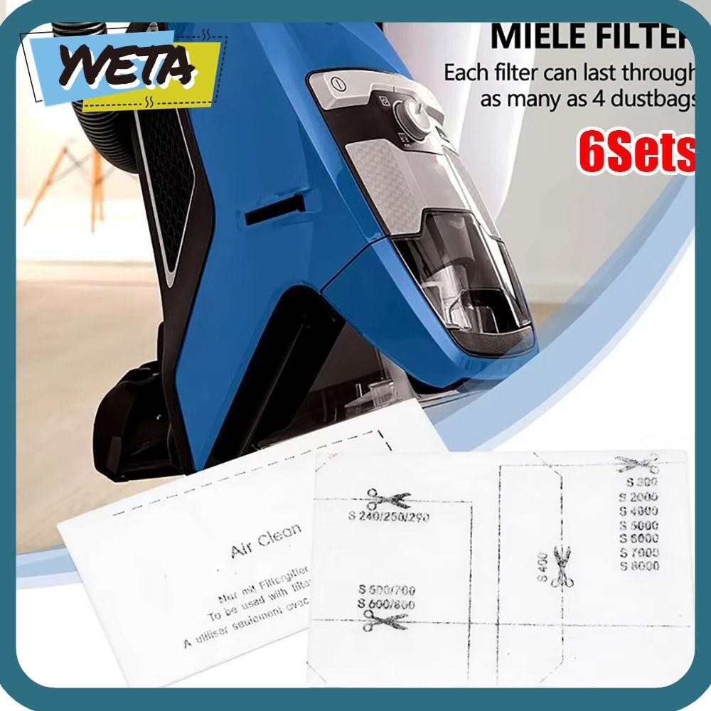 YVETA 6 ชุดเครื่องดูดฝุ่น, Air Clean ไอเสียกรองผ้าฝ้าย,แพ็คเครื่องใช้ในบ้านอะไหล่สําหรับ Miele Compl