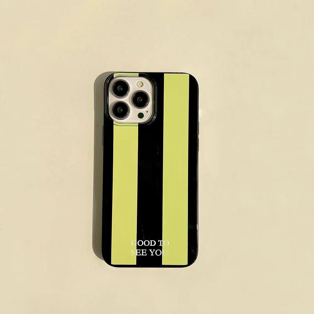 เคสโทรศัพท์มือถือ กันกระแทก สี่มุม ลายทางสีเขียว สําหรับ iPhone 14 14pro 14plus 13 13mini 13pro 13prm iPhone12 7Plus 8Plus Xr XS 13 12mini Pro Max