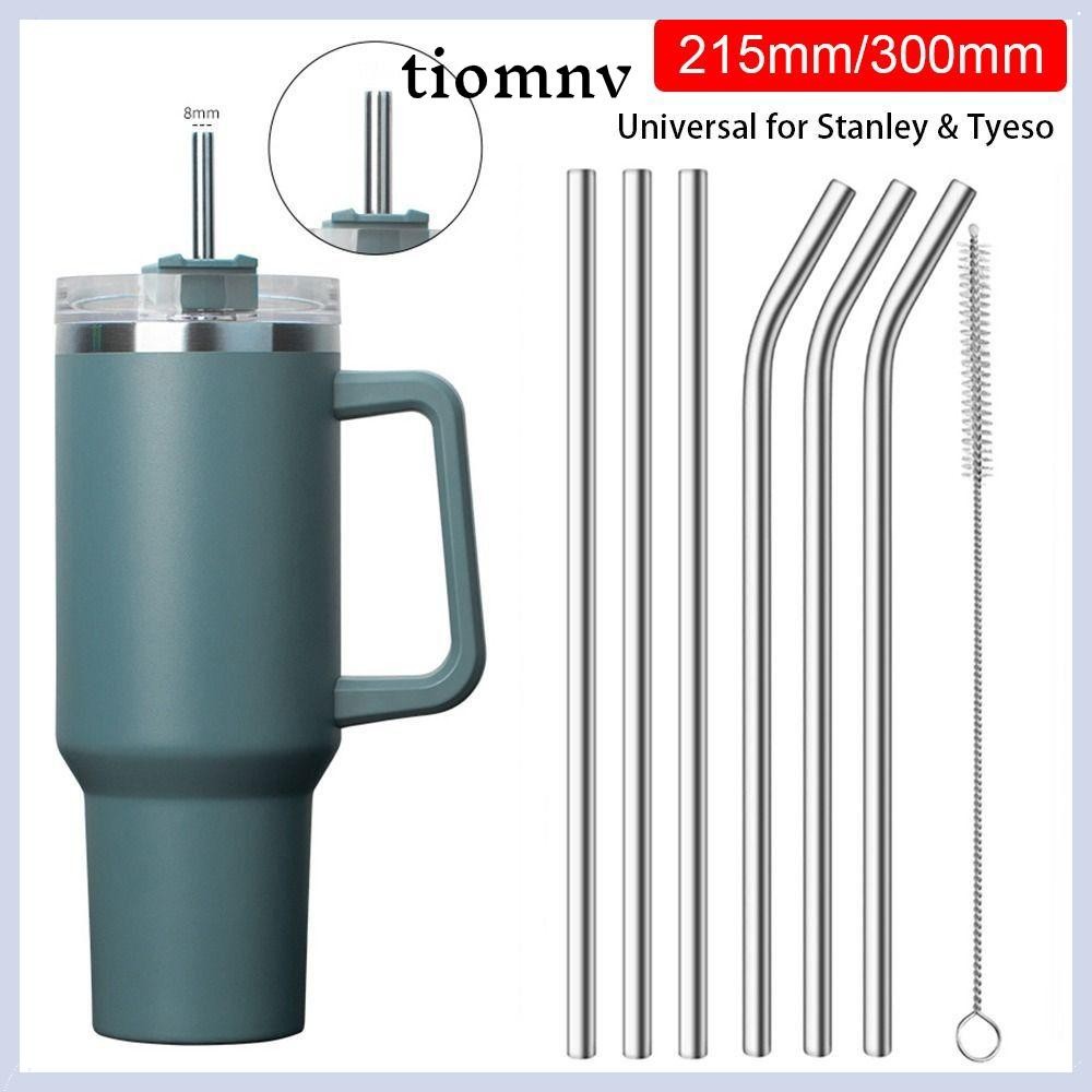 TIOMNVTH 1 ชิ้นถ้วยฟาง,เงิน 6 มม.8 มม.หลอดสแตนเลส,ตรง Bent ดื่มนํามาใช้ใหม่เปลี่ยนหลอดสําหรับ 30 ออนซ์ 40 ออนซ์ Tyeso ถ้วย
