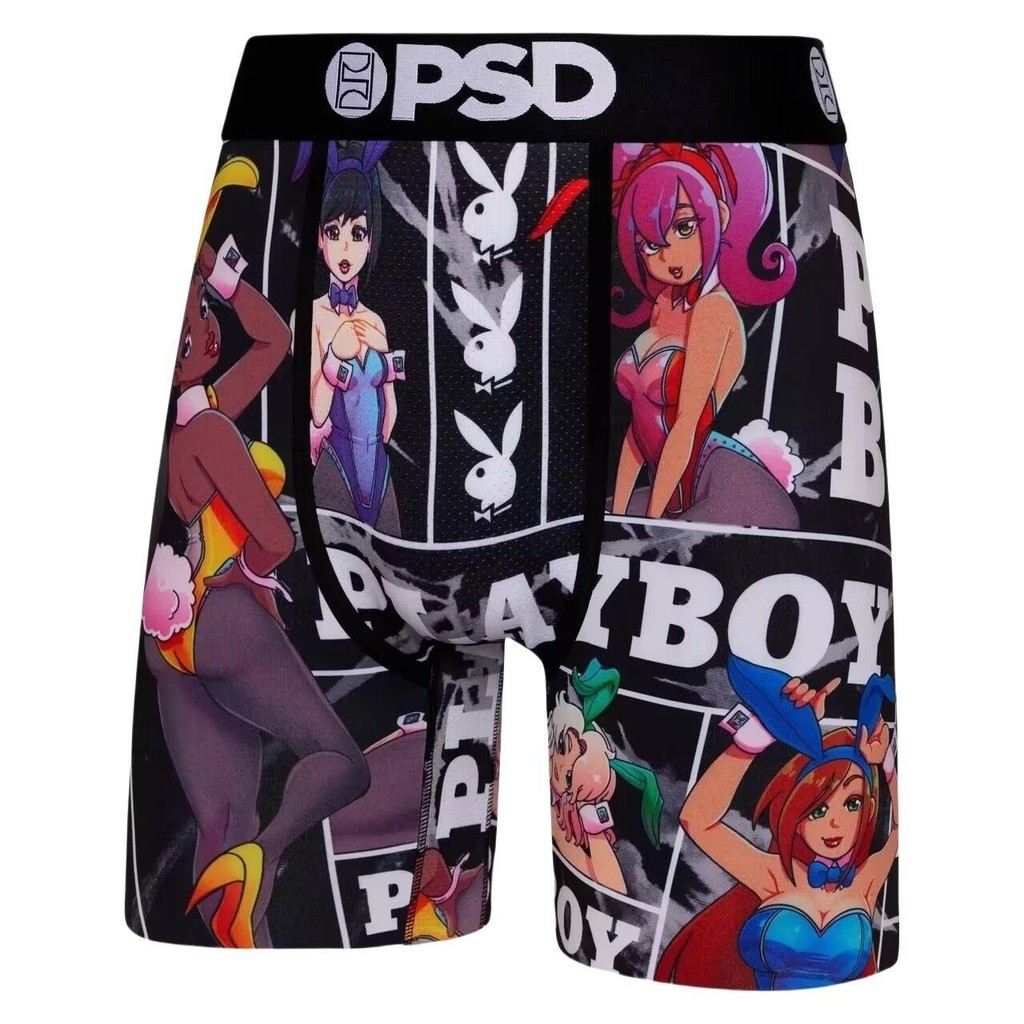 PsD กางเกงบ็อกเซอร์ชาย แห้งไว สำหรับกีฬาและว่ายน้ำ พิมพ์ลายกางเกงครอป