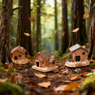 3ชิ้นมินิบ้านวิลล่าภูมิทัศน์ไมโครลานสวนบ้านบอนไซเครื่องประดับสร้างสรรค์ในร่มและกลางแจ้งลานสวนสนามหญ้าตกแต่ง