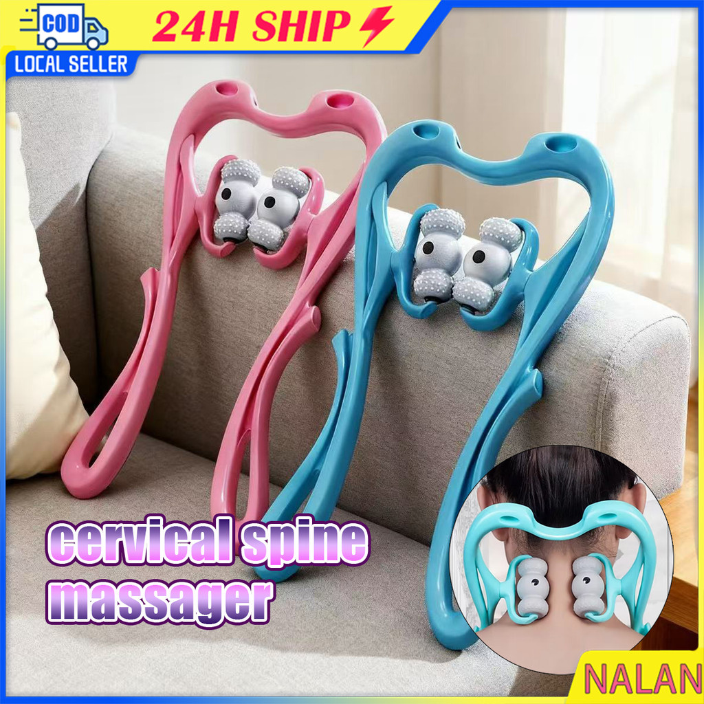 ร้านอยู่กทม.ลูกกลิ้งนวดคอบ่าไหล่ ลูกกลิ้ง6ตัว ที่หนีบคอ หมุนได้360°สำหรับนวดตัว ขา ที่จับTPR อเนกประ