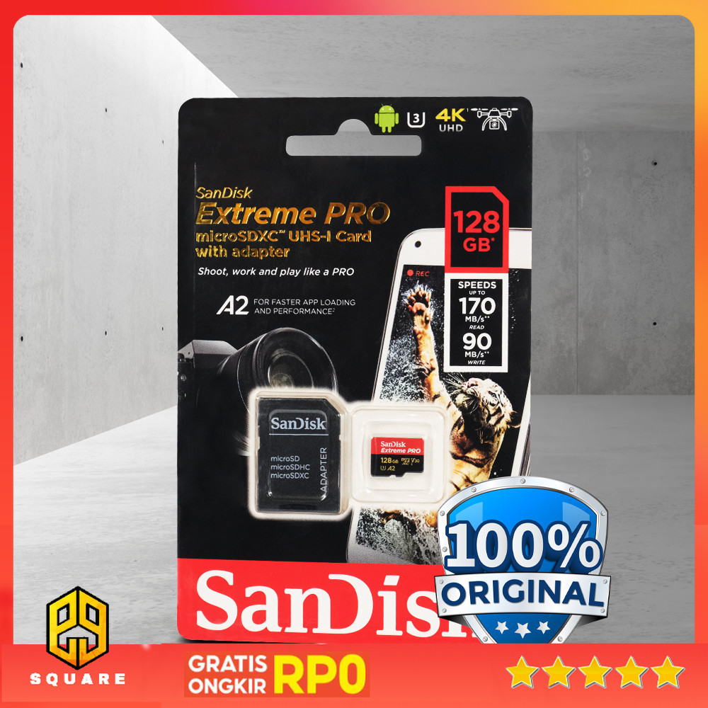 การ์ดหน่วยความจํากล้องวงจรปิด MP3 Storage Extreme Pro microSDXC UHS-I Class 10 A2 V30 U3 170MB/s - S